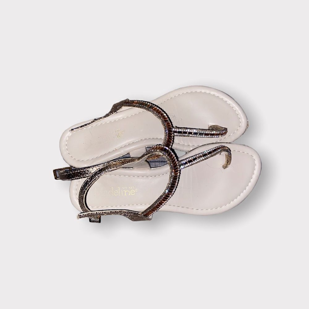 Madeline Stuart Gold Leather Sandals with Rhinestones Size 8 M
